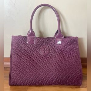Beautiful Tory Burch Quilted Tote- Plum/Purple Color